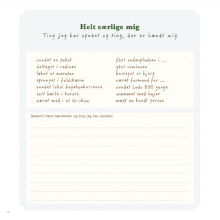 Boken om mitt liv - Berättelser ur ett liv, Fyll i dig bok