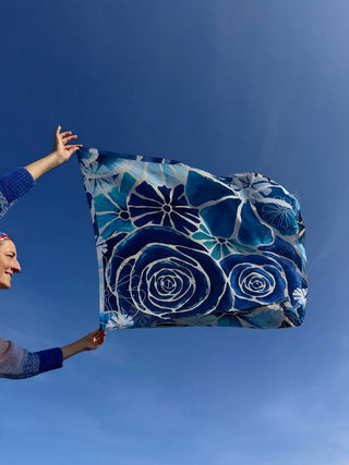 Bomuldstørklæde, Blue Flora Galore