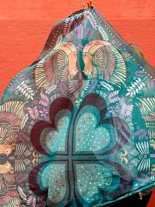 Bomuldstørklæde, Love Dove, Green