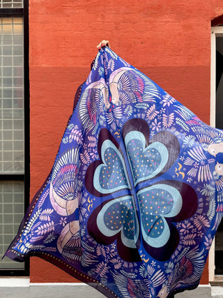 Bomuldstørklæde, Love Dove, Blue