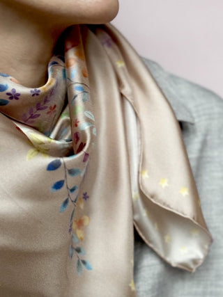 Star Dust sidenscarf, Cafe Latte, BELLA VOSS