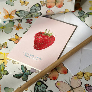 Litet vikt kort, danskt, jordgubb