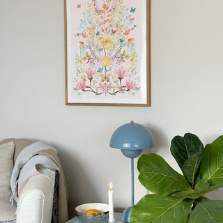 Affisch, Papillon, färgglad trädgård