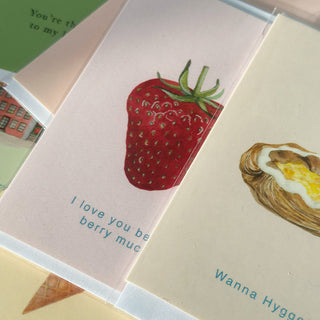 Litet vikt kort, danskt, jordgubb