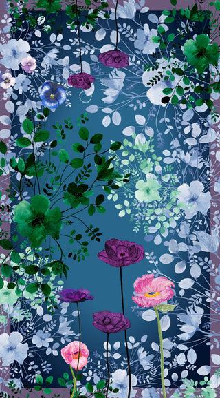Silketørklæde, Botanical, Blue