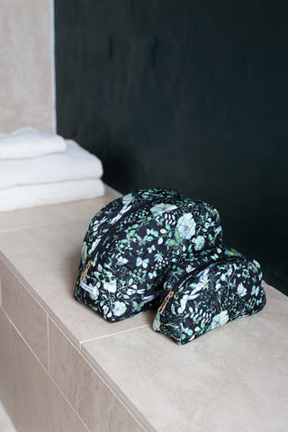 Quiltet Kosmetikpung, Green Butterflies