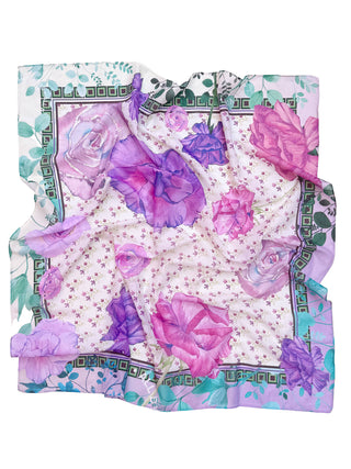 Rose Garden Purple, Square Cotton Scarf