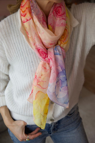 Rose Field, Long Cotton Scarf