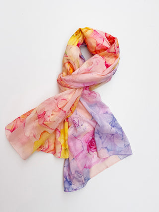 Rose Field, Long Cotton Scarf