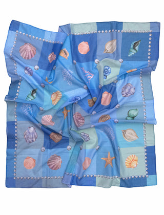 Sea Breeze Blue, Square Cotton Scarf