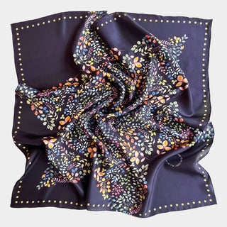 Star Dust Navy, Square Silk Scarf